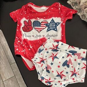 Red and White 4th of July Baby Outfit